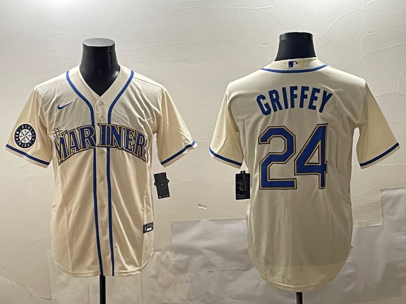 Men Seattle Mariners 24 Griffey Cream Game 2025 Nike MLB Jersey style 5